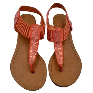 Madden Girl Tanduum Coral Rhinestone Gladiator Thong Sandals